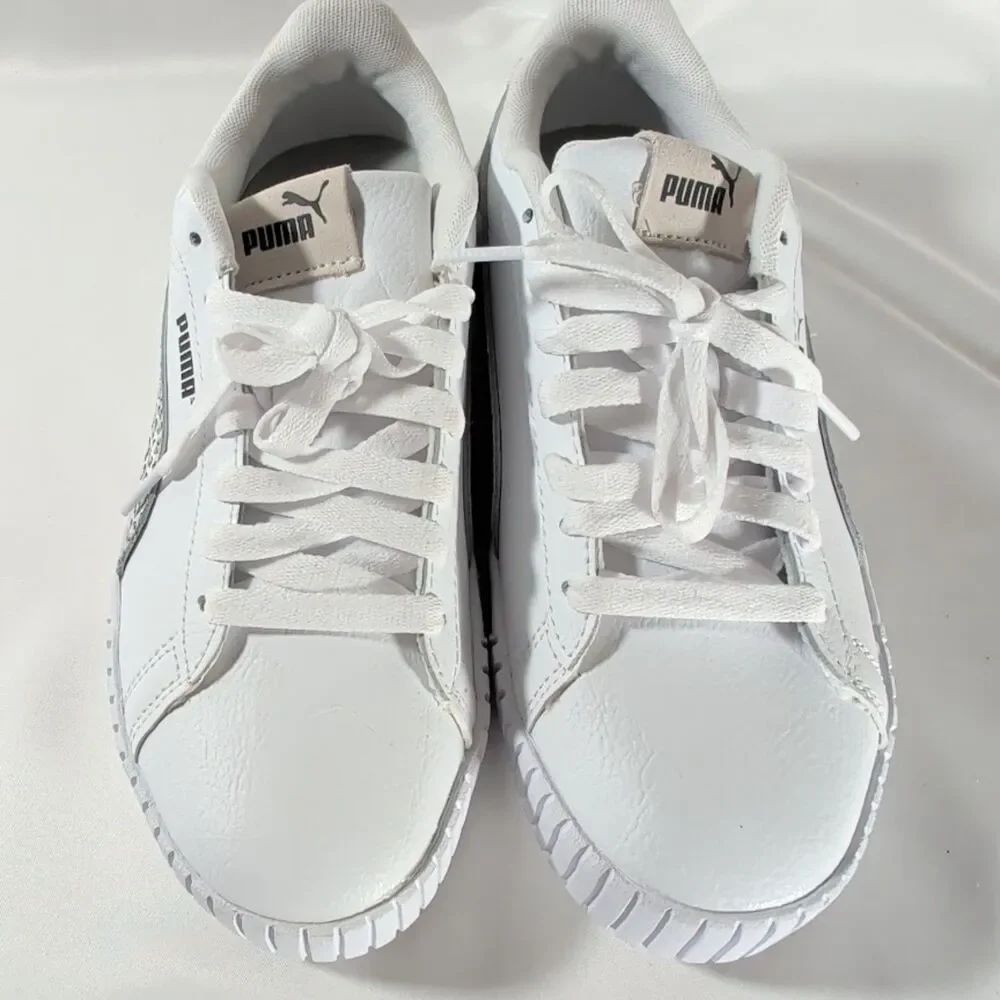 Puma Carina White Leopard Print Sneakers Women's 7 Style 403055-01